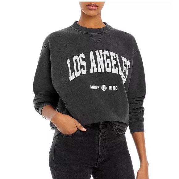 Anine Bing Tops - Anine Bing Ramona graphic sweatshirt - washed black- xs